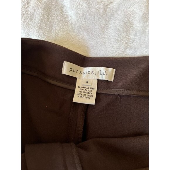 Pursuits Ltd Womens High Rise Wide-Leg Dress Pants Size 8 Brown Stretch New - Picture 7 of 8